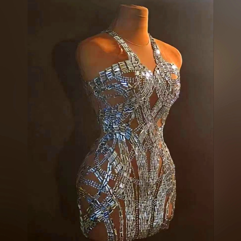 Crystal embellished bodycon dress